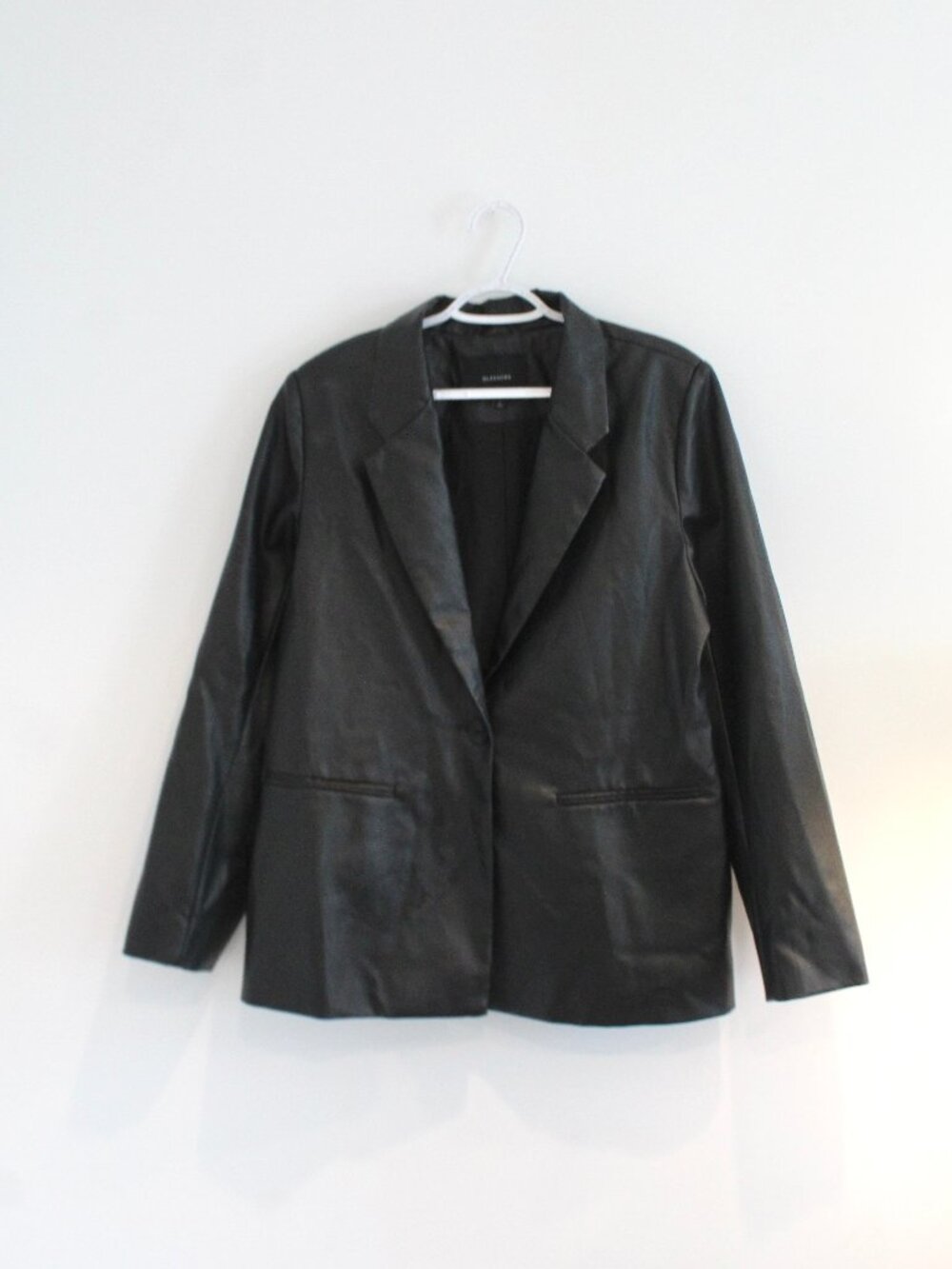 Glassons Black Faux Leather Oversized Blazer Jacket Women's Size L
